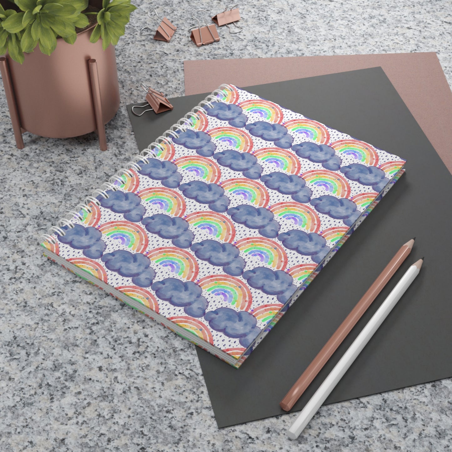Rainbows Watercolor - Spiral Notebook
